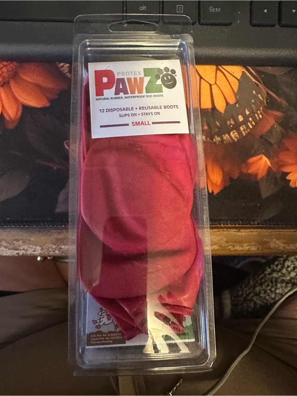 PAWZ Small Red Paw Print Rubber Dog Booties